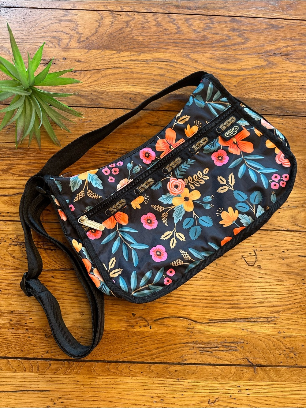 LeSportsac x Rifle Paper Co  Shoulder Bag Crossbody Floral Print Black
